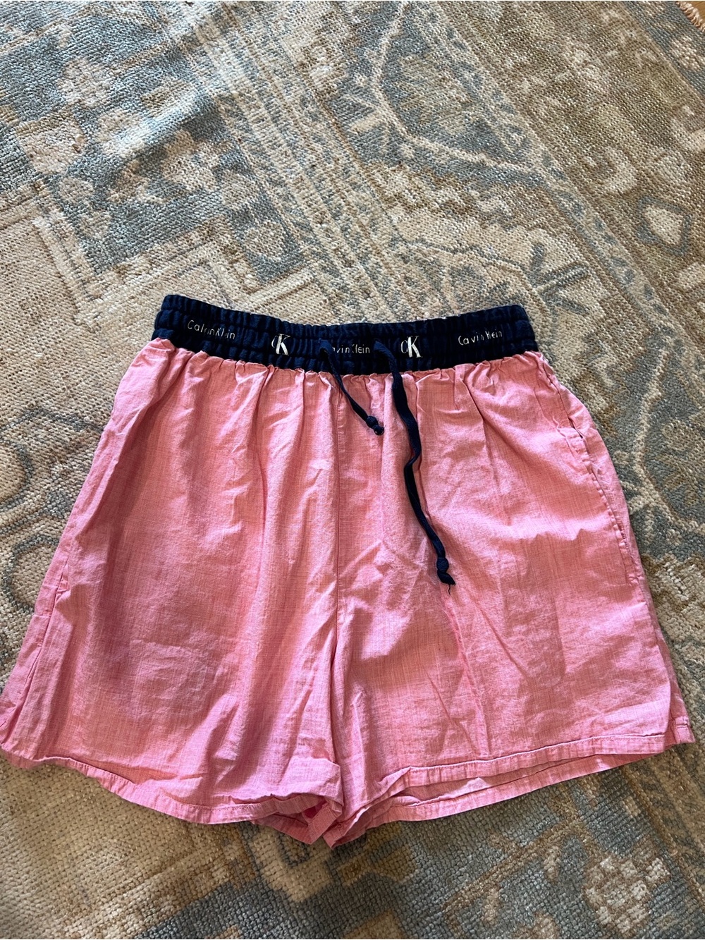 Calvin Klein Pink Linen-Blend Drawstring Shorts